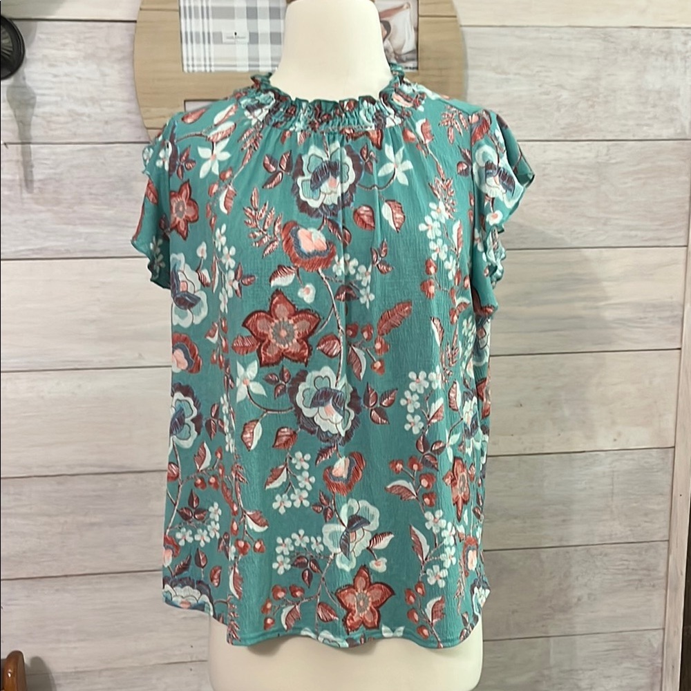 MELLODAY Pink Flutter Sleeve Ruffled Blouse S